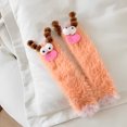 thumbnail image 3 of Lovskoo Winter Men and Women Coral Velvet Thickened Cute Novelty Gifts Novelty Socks Furry Floor Socks Orange, 3 of 3