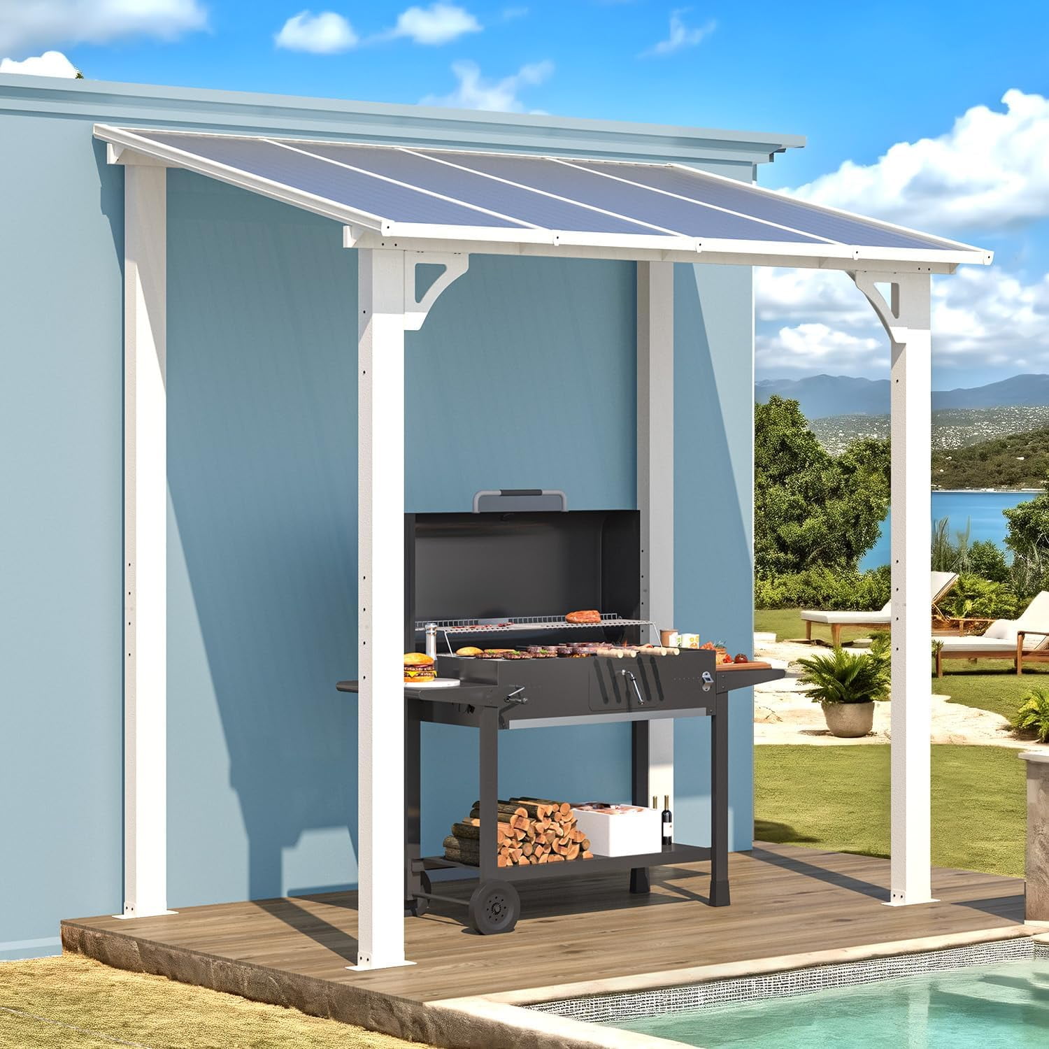 YODOLLA 5' x 8' Hardtop Gazebo Outdoor Aluminum Pergola ​For Garden, Patio, Backyard-White