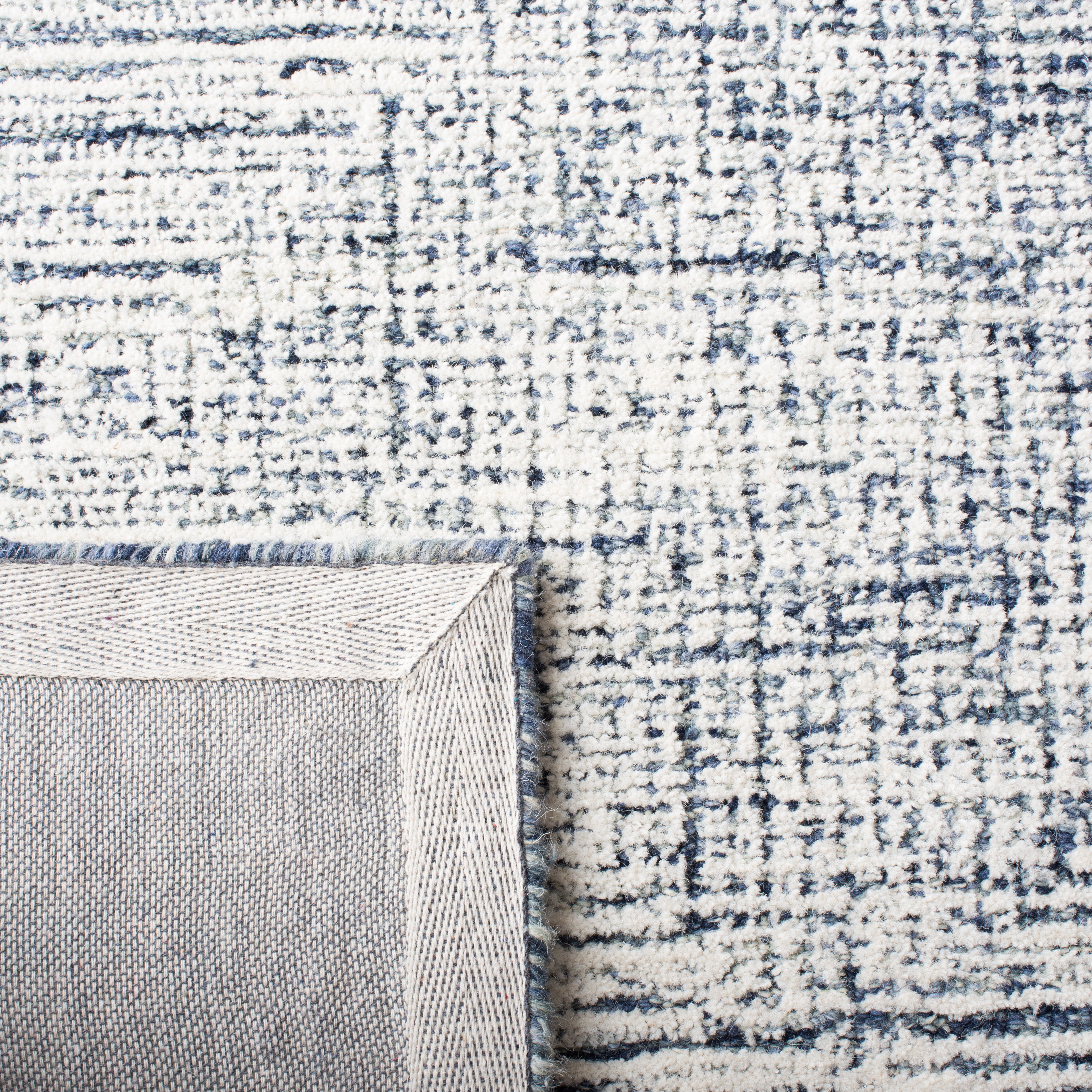 SAFAVIEH Abstract Augustine Geometric Wool Area Rug, Ivory/Navy, 4' x 4' Square