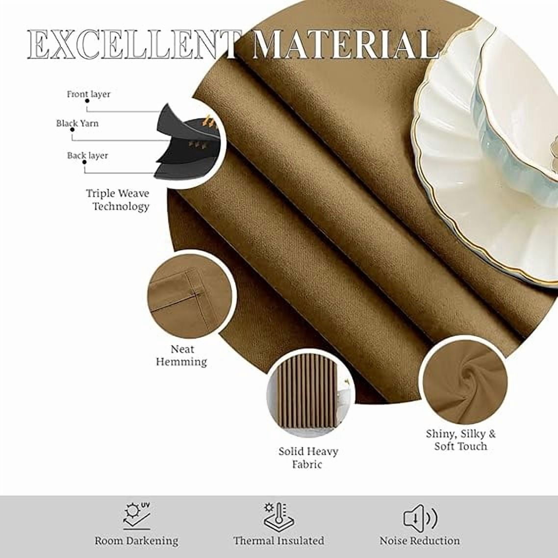 Homi Drapes Double Pinch Pleated Blackout Curtains – Thermal Insulated, Room Darkening Window Treatments Back Tab Curtains for Home or Office – 1 Panel with Hooks & Tiebacks (Barley Corn, 100x84)