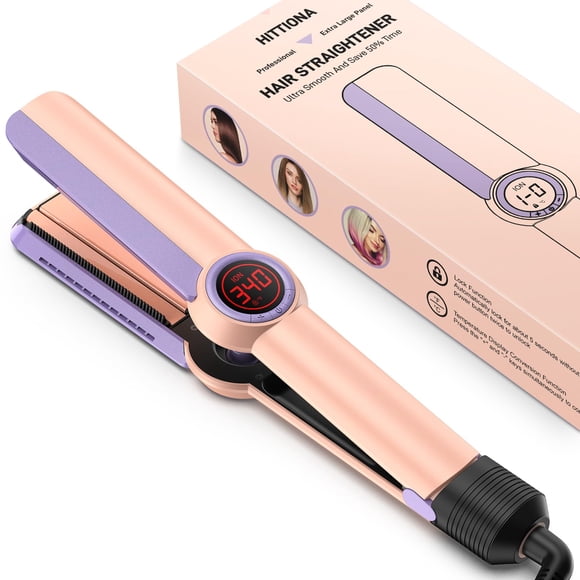 HITTIONA Plancha alisadora de pelo - Plancha alisadora iónica infrarroja de cerámica 1,75 con calentamiento rápido en 5 s, peinado antiencrespamiento para todo tipo de cabello