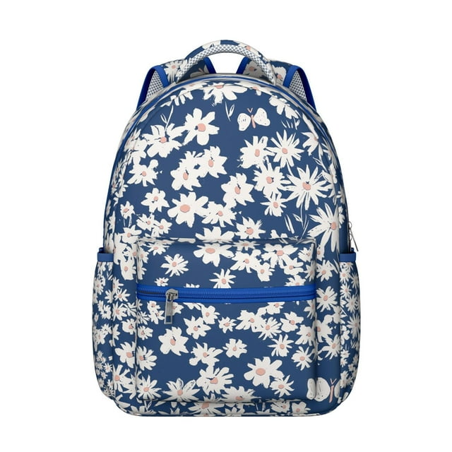 Tropical Flower and Leaves Students’s Backpack Lightweight Adjustable Strap Backpack with Rustic Boho Floral Print, Ideal for School, Sports, and Camping