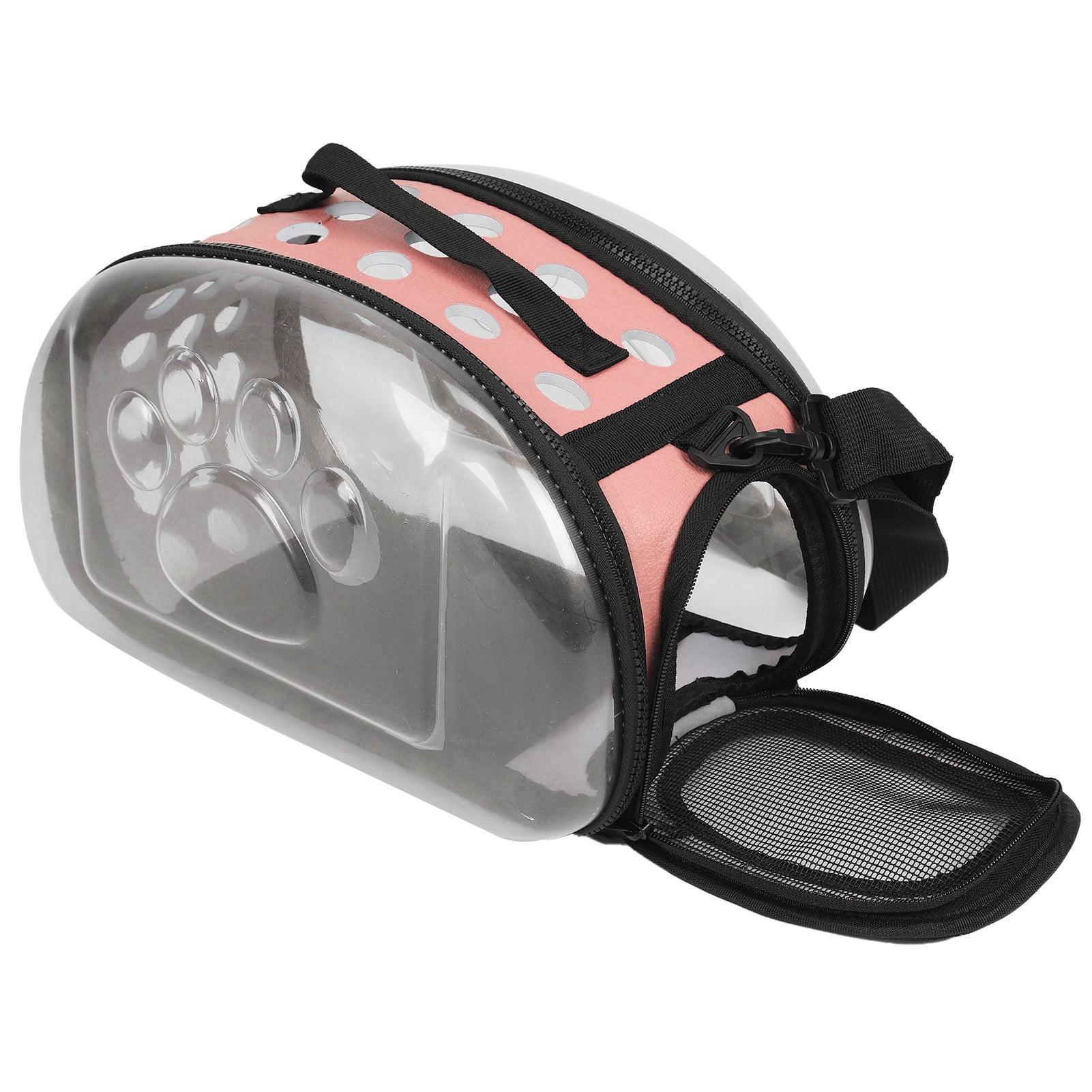 Rupoun Transparent Space Capsule Pet Carrier Backpack for Cats and Puppies, Outdoor Collapsible Breathable Travel Bag, Pink, Size Small (14.2 in / 36 cm)