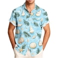 thumbnail image 3 of Xcmzpl Hawaiian Print Vacation Aloha Shirt for Men Rolled-up Short Sleeve Casual Button Down Shirts Lightweight Summer Graphic Tees Mint Green L, 3 of 7