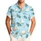 thumbnail image 2 of Blusa y camisa de manga corta con cuello vuelto para hombre, blusa informal de moda con cuello vuelto, blusa estampada de manga corta con botones, blusa de poliéster para hombre, 2 of 6