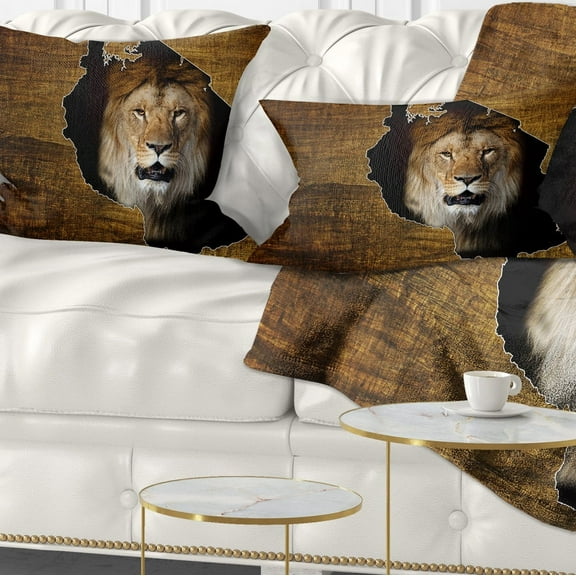 Designart Tanzania Wildlife Map Design - Abstract Throw Pillow - 12x20