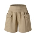 thumbnail image 4 of Finelylove Women'S Shorts Casual Brown Shorts Shorts High Waist Rise Solid Beige M, 4 of 8