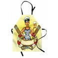 thumbnail image 1 of Girls Apron Pin-Up Sexy Sailor Girl Lifebuoy with Captain Hat and Costume Glass of Beer Feminine, Unisex Kitchen Bib Apron with Adjustable Neck for Cooking Baking Gardening, Multicolor, by Ambesonne, 1 of 3