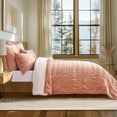 thumbnail image 4 of EVERGRACE Velvet Quilt Queen Size, Luxury Velvet Bedding Set, Ultra Soft Ruched Quilt Sets, Lightweight Comforter Vintage Textured Bedspread Coverlet with 2 Shams for All Season, Pink Clay, 4 of 8