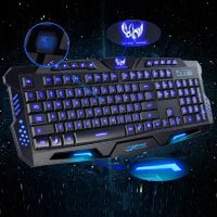 Zimtown Cool Multimedia 3 colors LED Illuminated Backlight USB Wired Gaming Keyboard (Best Illuminated Gaming Keyboard)