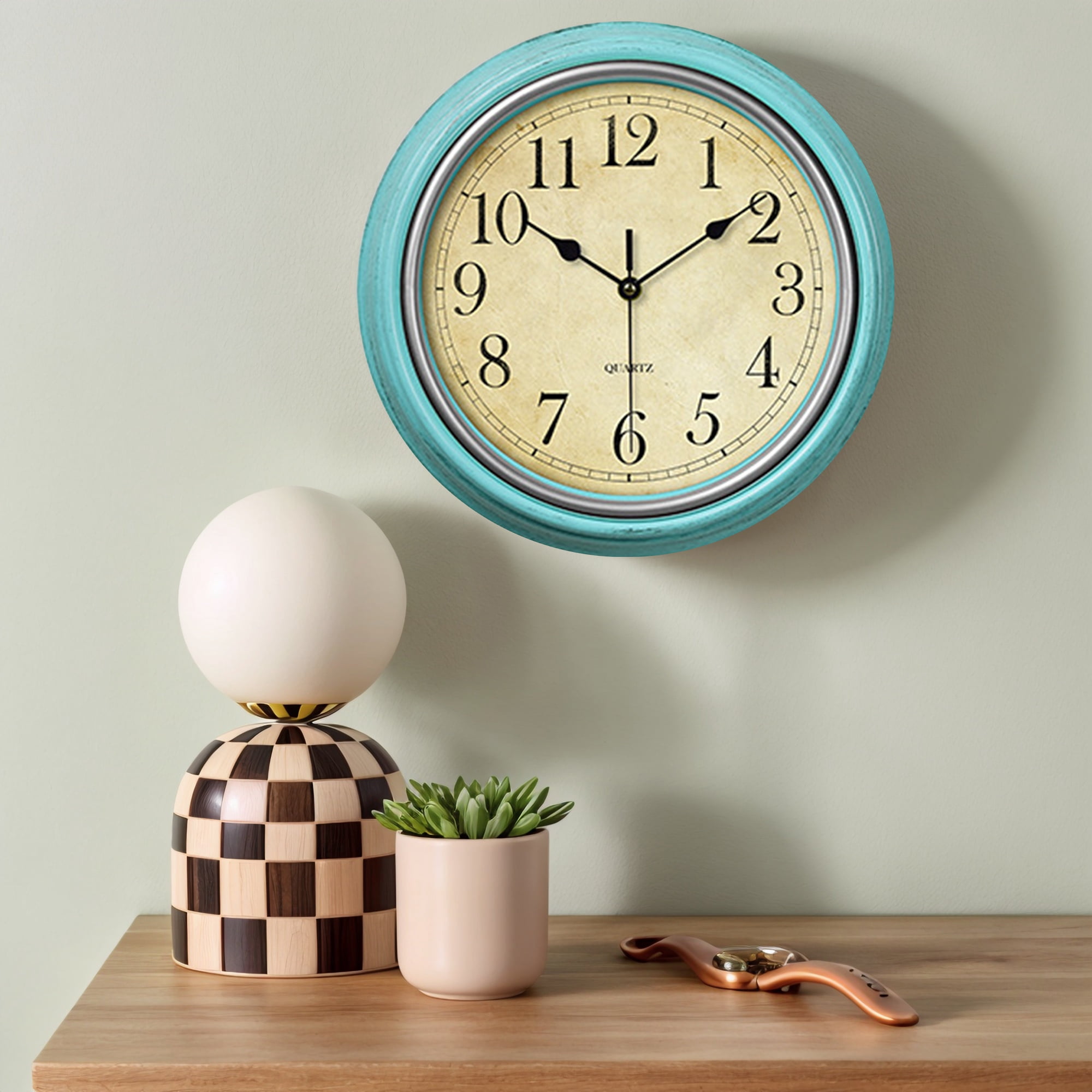 Unique Bargains Battery Operated Non Ticking Wall Clock Blue