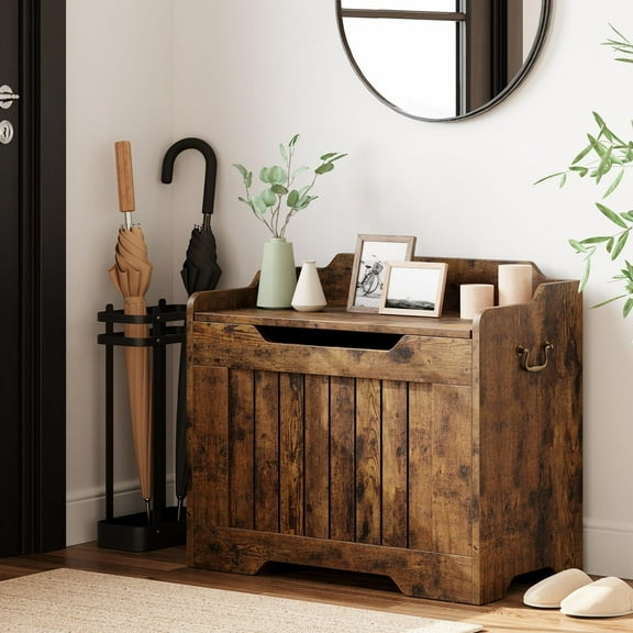 Storage Bench with Safety Hinge, Wood Large Toy Box, Storage Trunk for Entryway, Living Room, Bedroom