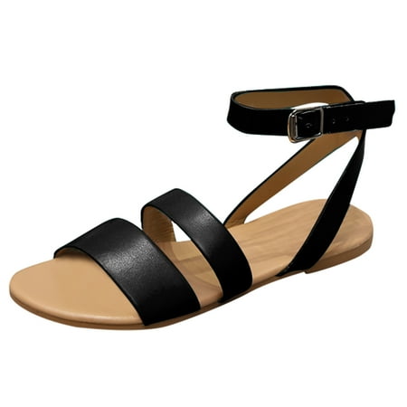 

Youmylove Summer Women Flat Sandals Casual Buckle Strap Round Toe Shoes Bohemian Comfortable Stylish Shoes Ladies Footwear