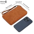 thumbnail image 4 of RFID Blocking Multi-functional Document Organizer with Long Zipper - PU Leather Travel Wallet featuring 2 Bill Compartments, 4 Card Slots, Coin Pocket, Photo Holder, SIM & Pen Slots, and Ticket, 4 of 6