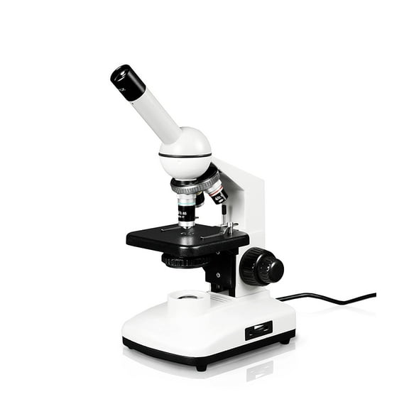Vision Scientific Monocular Compound Microscope, 10x WF & 20x WF Eyepieces, 40x-800x Magnification, LED Illumination with Control, 0.65 N.A. Condenser, Coaxial Coarse & Fine Focus, Plain Stage