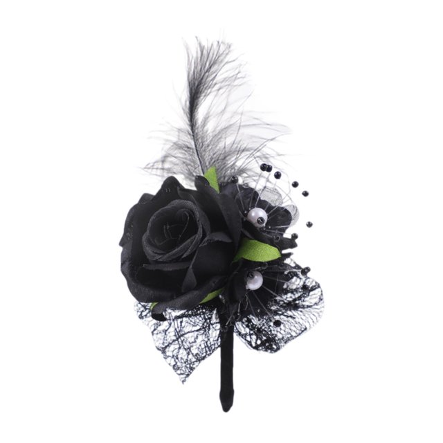Ramo de flores para muñeca, para novia, dama de honor, accesorios de bricolaje, pulsera, banda de mano negro