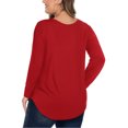 thumbnail image 2 of Amoretu Womens V Neck Tunic Plus Size Long Sleeve Criss Cross Shirt Red 5XL, 2 of 3