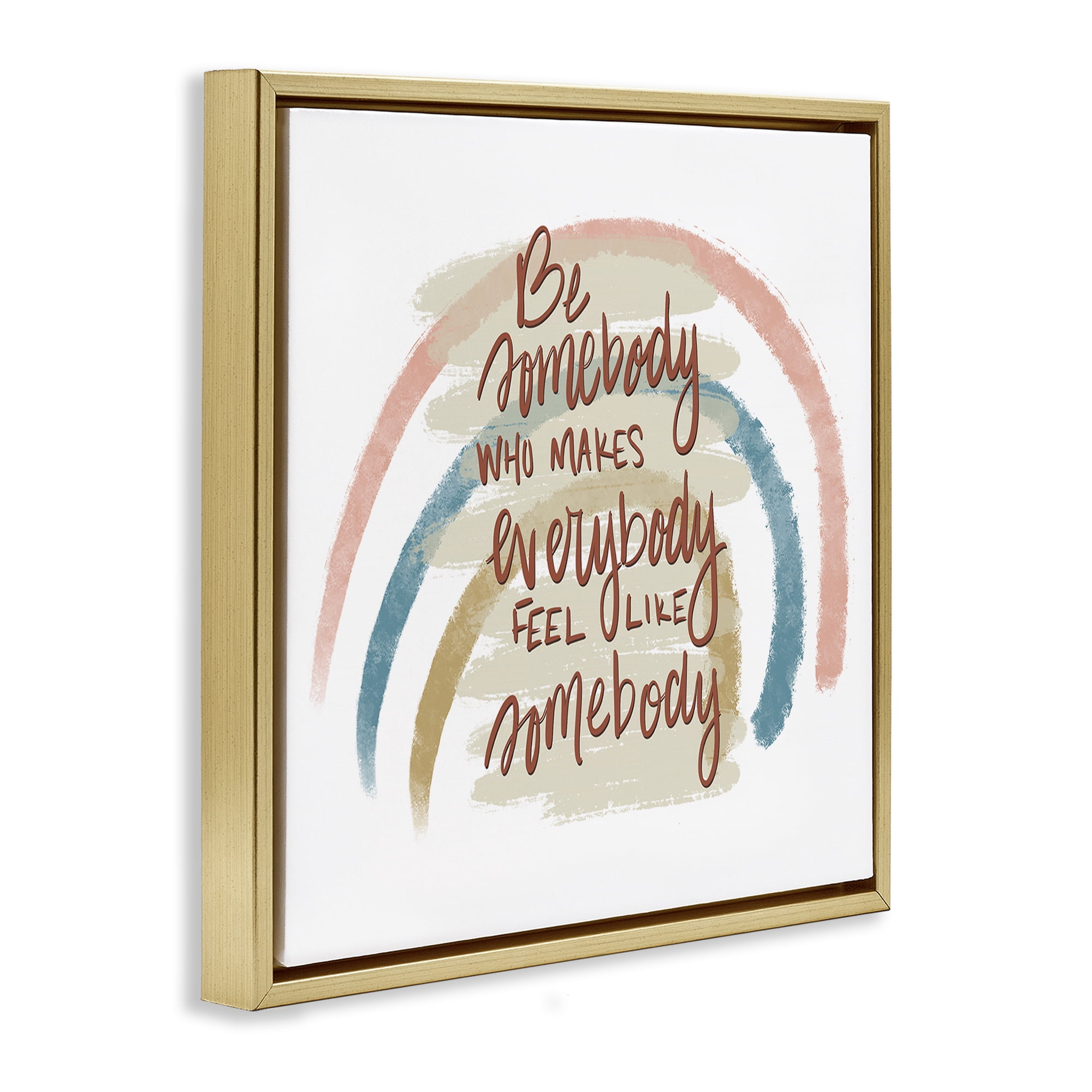 Stupell Industries Inspirational Be Somebody Text & Numbers Painting Gold Floater Framed Canvas Art Print Wall Art, 25 x 25