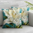 thumbnail image 3 of JEUXUS Short Plush Throw Pillow Cover White Lily Floral Print Abstract Flower Plant White, 3 of 5