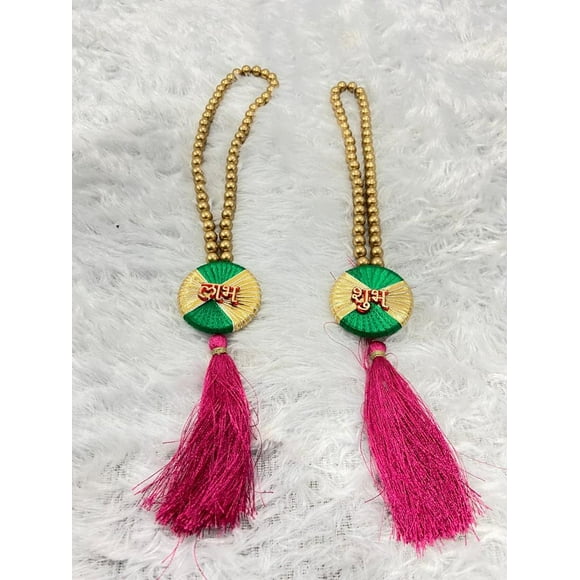 Traditional Subh Labh Wall Hanging Diwali Decoration Wall Décor Handicraft Multi Color Wall Hanging For Pooja, Housewarming, Wedding And Engagement, Office, Home Entrance- Set Of 2