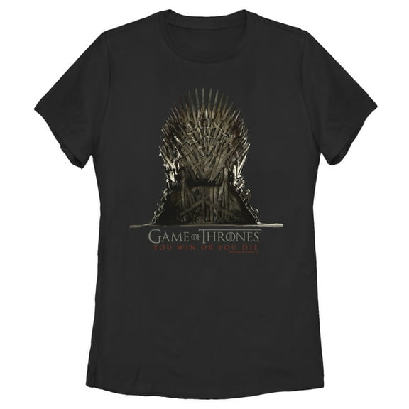 Women's Game of Thrones Die or Win Iron Throne Graphic Tee Black Medium