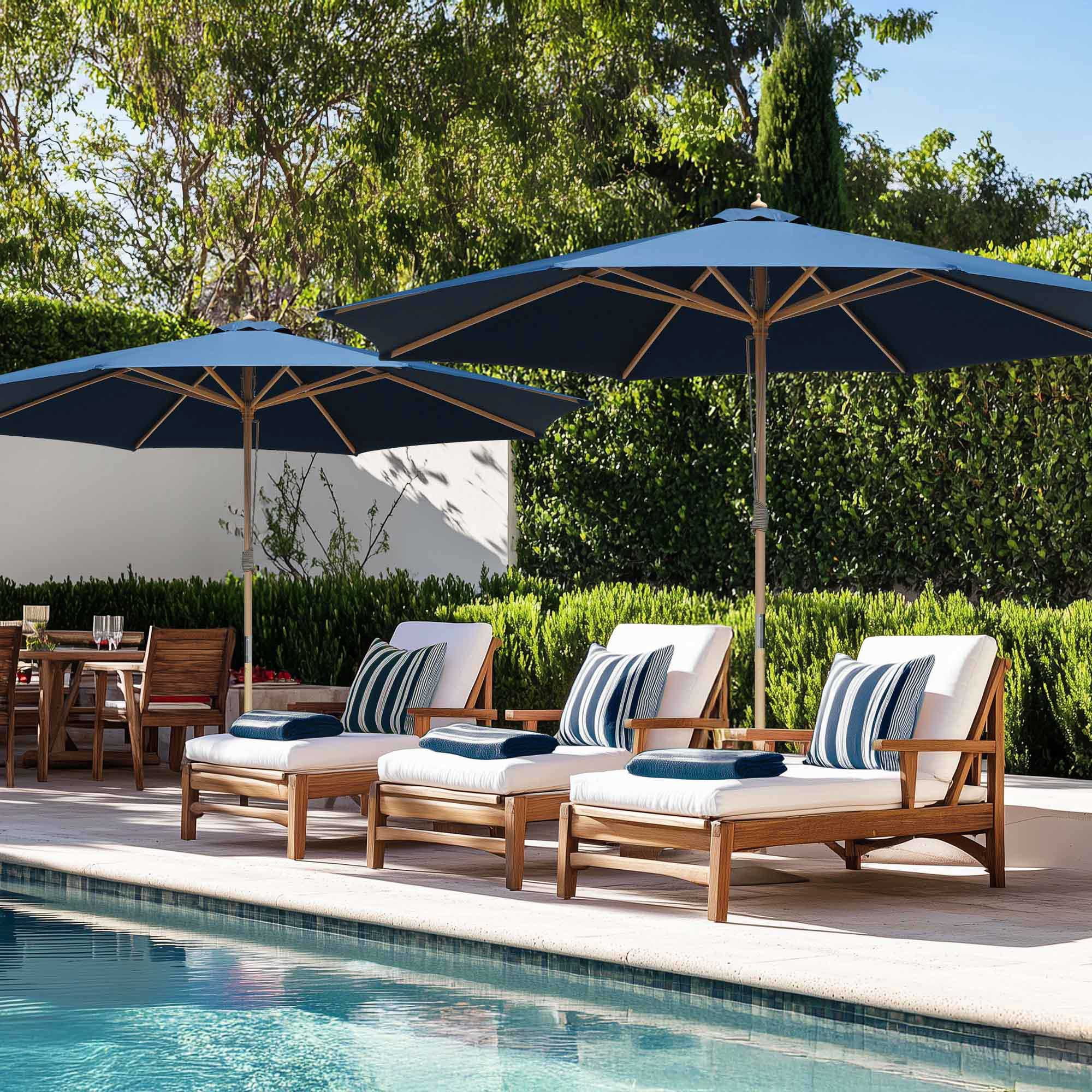 Yescom 13FT Large Outdoor Patio Umbrella UV30+ Wood 8 Rib Pole for Table Beach Yard Garden Wedding Deck Cafe Pool Navy