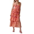 thumbnail image 3 of Womens Slip Layered Maxi Dress Floral Sleeveless Backless Beach Hawaiian Split Slit Long Dress, 3 of 5