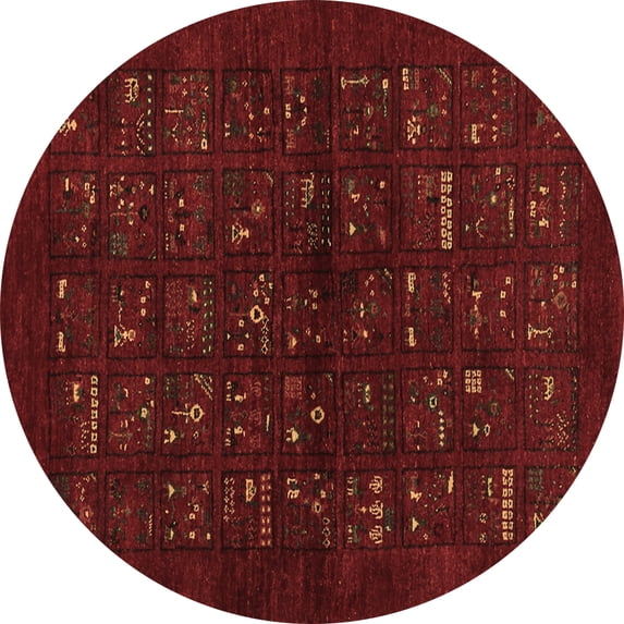 Ahgly Company Indoor Round Abstract Brown Contemporary Area Rugs, 4' Round