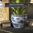 thumbnail image 5 of Red Lantern Large 20" Blue & White Landscape Porcelain Fishbowl Planter, 5 of 6