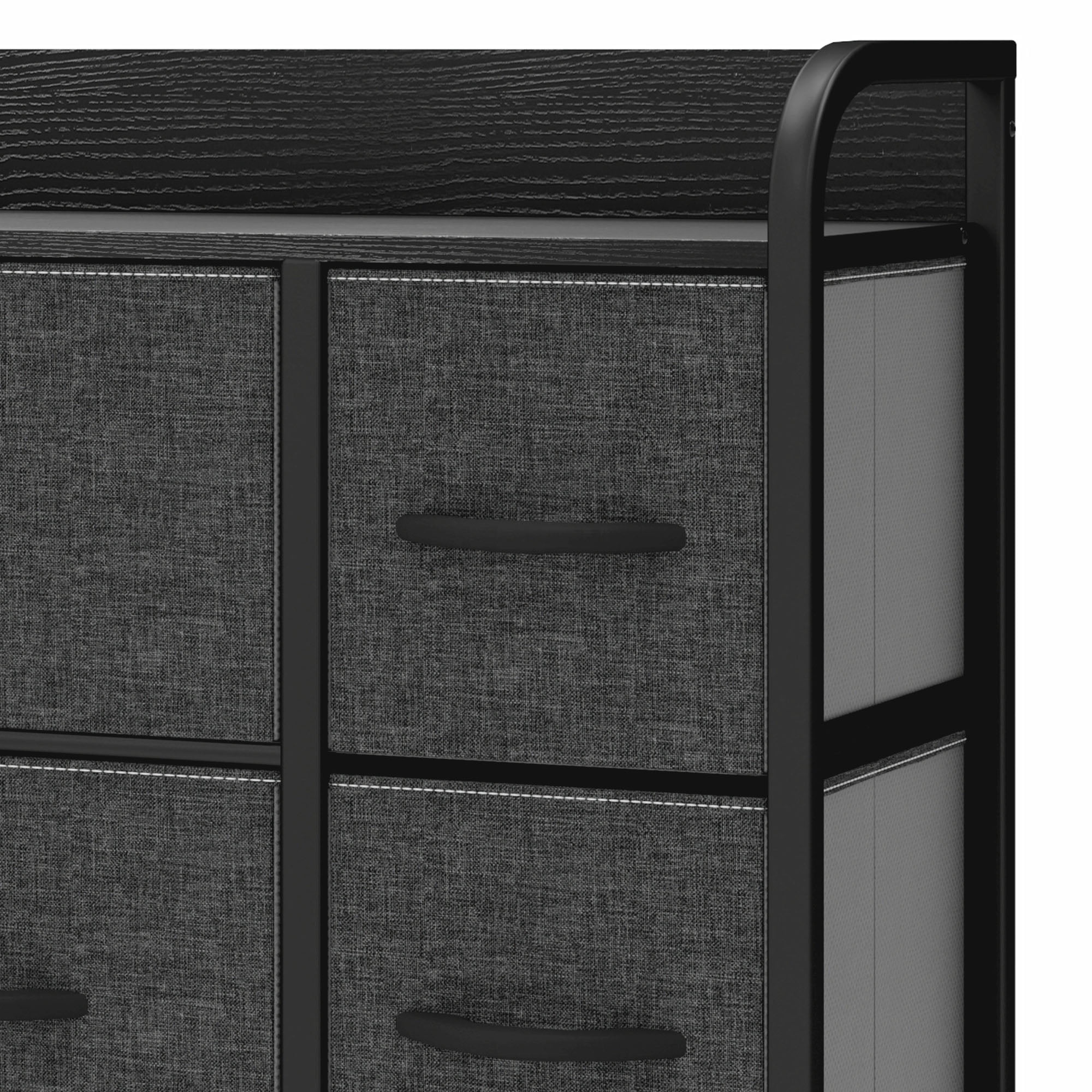 Uforic 7-Drawer Black-Gray Fabric Dresser withe Steel Frame for , Living Room and Study Room