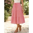 thumbnail image 3 of DARING DIVA Women's Gingham Drawstring Waist A-Line Midi Skirt Medium Red, 3 of 8