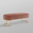 thumbnail image 2 of Nicole Miller Ridge Velvet Bench Upholstered Side Channel Tufted Matte Finish Metal Base, Blush/Gold, 2 of 10