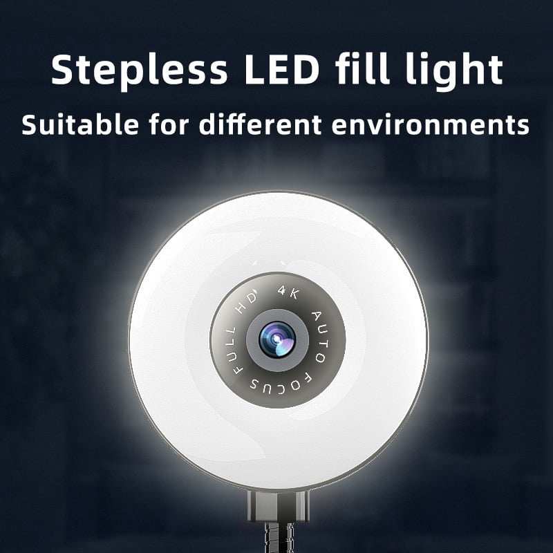 2K Webcam with LED Fill Light, Live Streaming Camera for Video Chat & Conference