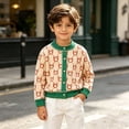 thumbnail image 5 of Kids Boys Knit Cardigan Sweater Button Front Crew Neck Beige Bear Print,Size 5-6 T, 5 of 8