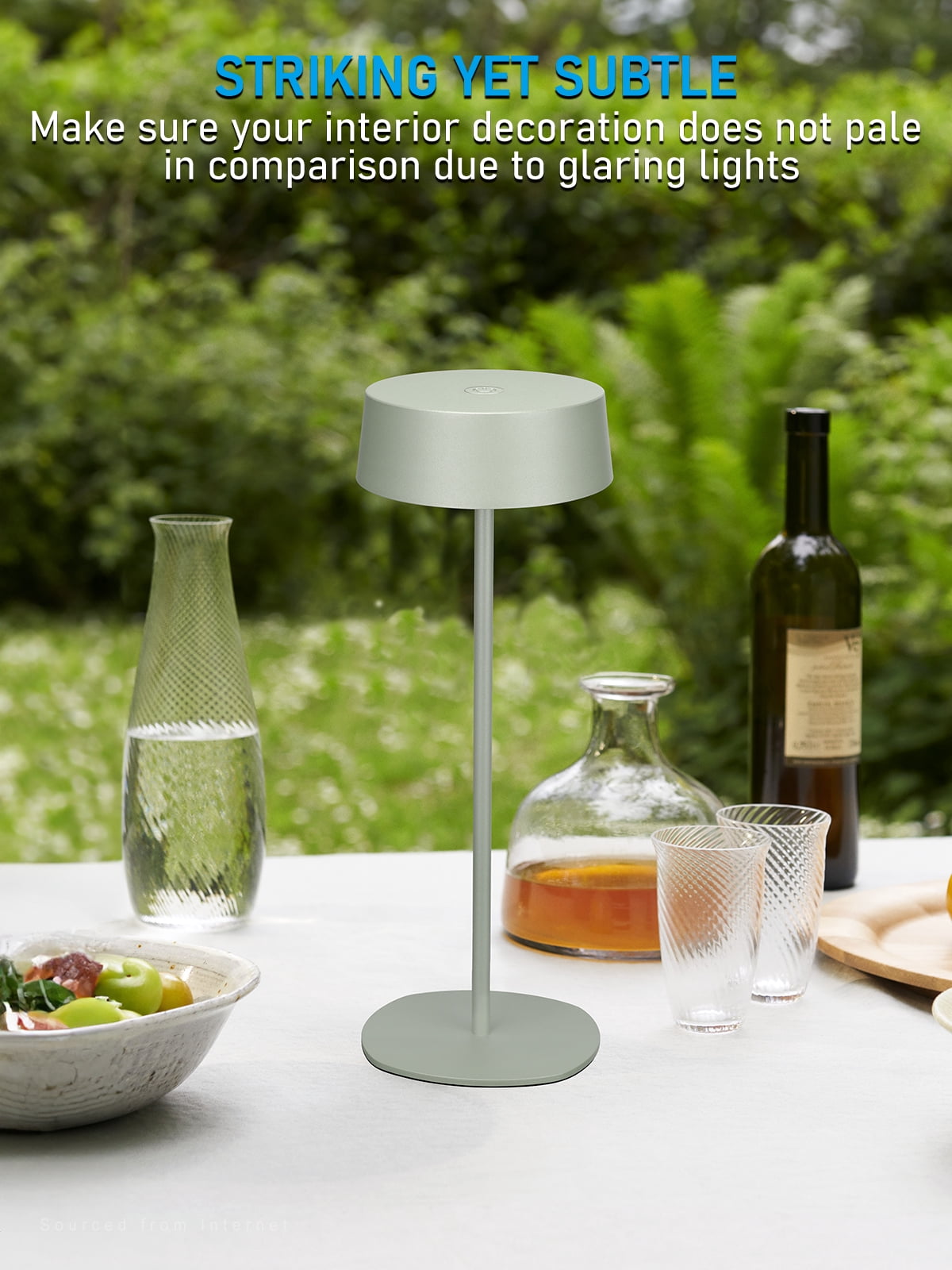 2 Pack Cordless LED Table Lamp, Aluminum Portable Rechargeable Desk Lamp, Dimmable Touch Lamps for Bedroom Living Room Restaurant Patio, Green