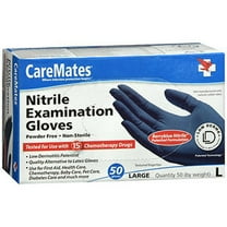 CareMates Powder Free Nitrile Examination Gloves, Large, 50 Count