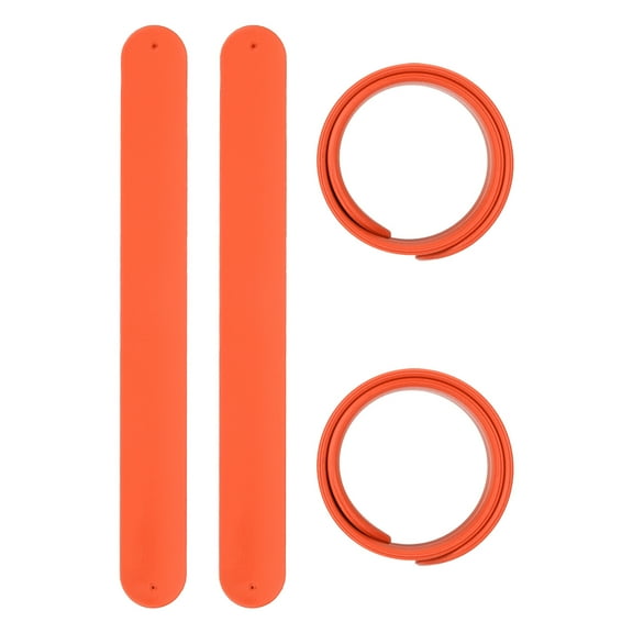 Slap Bracelets 8.5" x 1", 4 Pcs Silicone Slap Bracelet Bulk Blank Snap Band Soft Wristband for Party Favor DIY Gifts Classroom Birthday Crafts, Orange