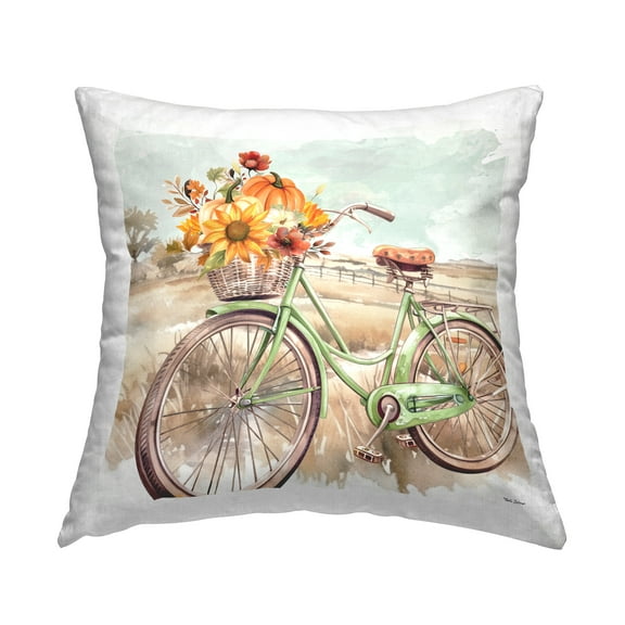 Stupell Industries Fall Florals Bicycle Decorative Printed Throw Pillow, 18 x 18