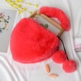 thumbnail image 3 of Bolso de mano de piel sintética con asa superior, suave, informal, con forma de corazón, para mujer Rosa rojo, 3 of 5