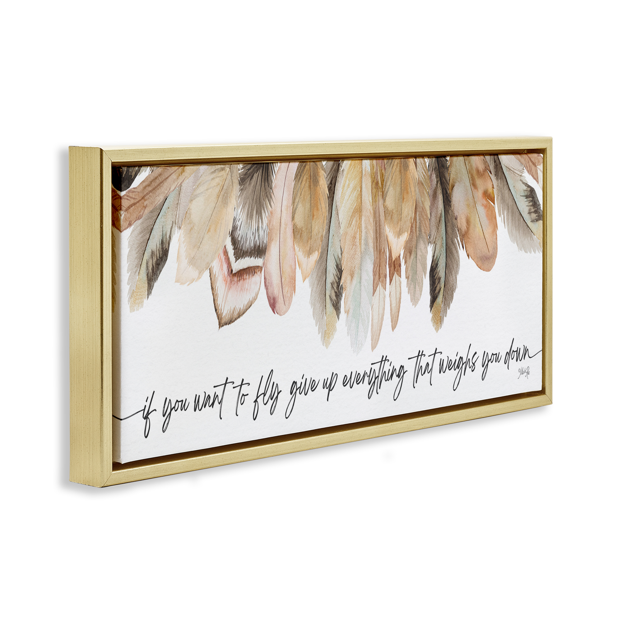 Stupell Industries If You Want To Fly Typography Painting Gold Floater Framed Art Print Wall Art, 25 x 11