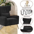 thumbnail image 5 of Villeston Modern Accent Chairs for Living Room Chairs Upholstered Velvet Fabric Reading Chair Mid Century Arm Chair Comfy Armchair,Black, 5 of 6