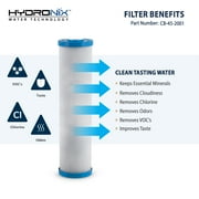Hydronix CB-45-2001 Whole House, Commercial & Industrial NSF Coconut Carbon Block Water Filter, 4.5 x 20 - 1 Micron