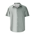 thumbnail image 5 of safuny Men's Loose Shirts with Pocket Hawaiian Beach Button Rainbow Stripe Print Tees Clothing Fashion Summer Holiday Short Sleeve Shirts Lapel Pullover Gray L, 5 of 5