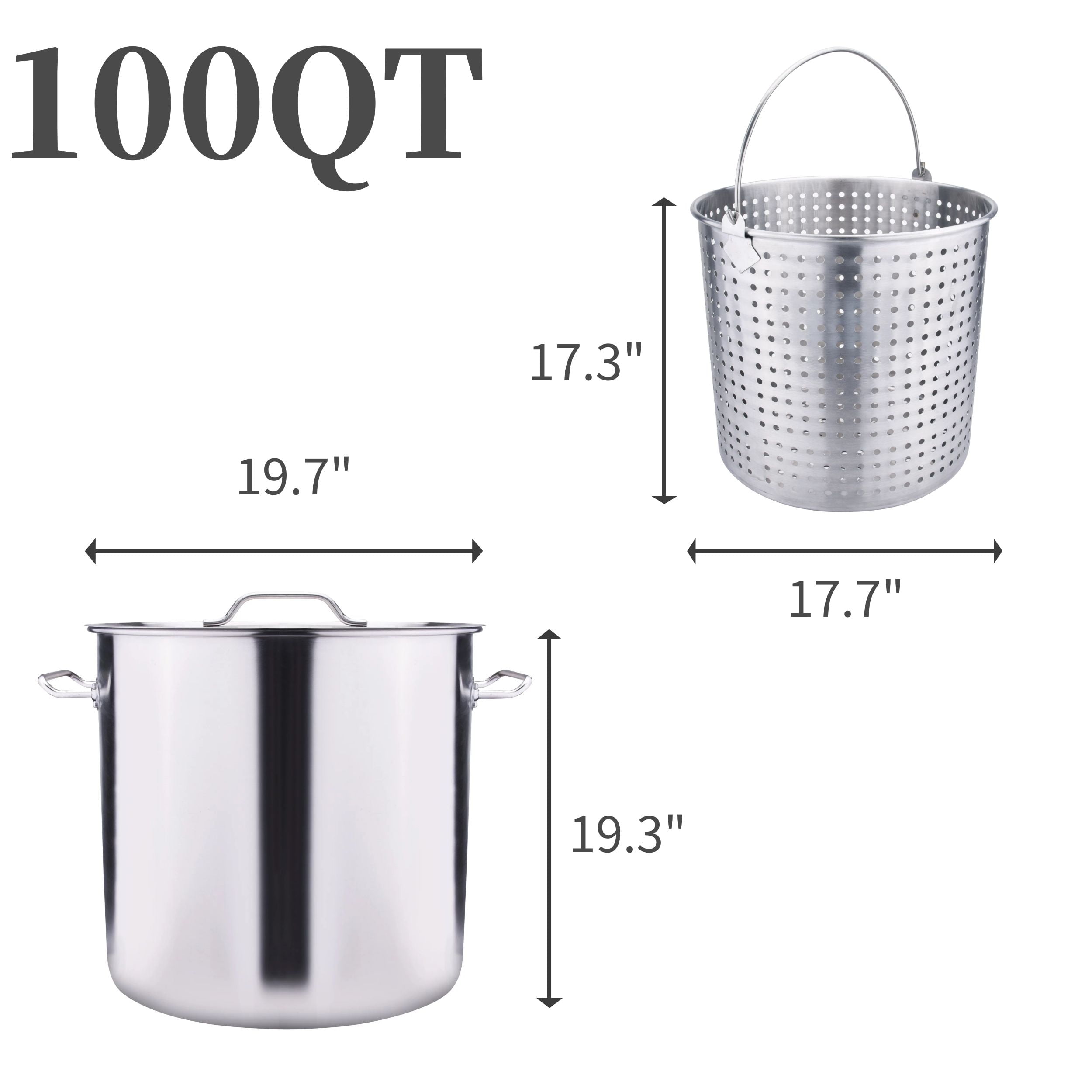 ARC 64-QT Large Stainless Steel Stockpot for Seafood Boiler Crawfish Pot  w/Basket and Steamer Rack, Outdoor Cooking Pot for Crab Lobster Shrimp