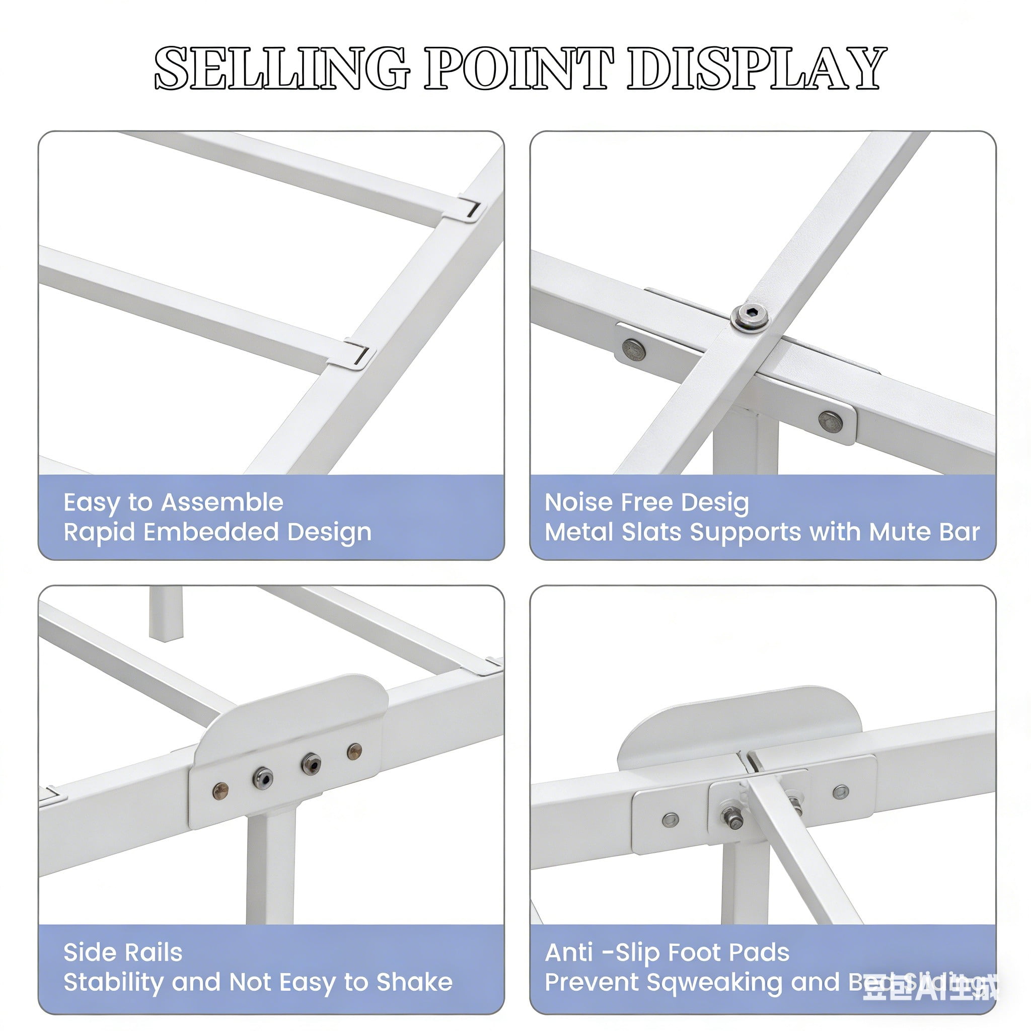 Heavy Duty Metal Twin Bed Frame White, Noise-Free Platform Bed Frame, No Box Spring Needed, Easy Assembly with Underbed Storage