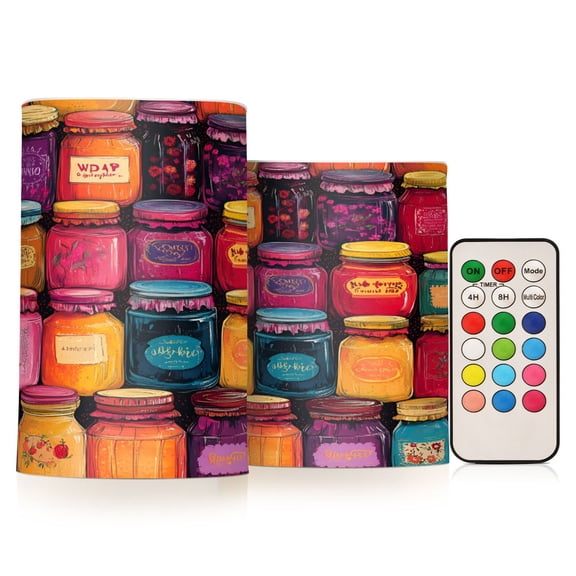 Yayeee Flameless Candles with Remote Flickering Battery Operated Multi Color Changing, Purple Jar