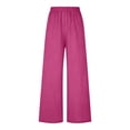 thumbnail image 6 of JUSLIO Women Pants with Pockets High Waist Plus Size Drawstring Linen Loose Elastic Waist Straight Pants, 6 of 7