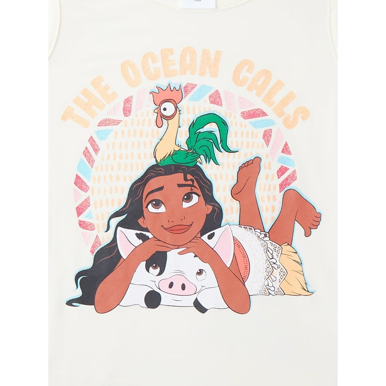 Moana Girls Mix and Match T Shirt Tank Top Dolphin Shorts and