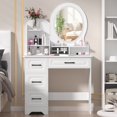 thumbnail image 4 of StarBay Stylish Vanity Desk with Built-In Mirror & 4 Drawers Makeup Station Open Shelves, Storage Cabinets & Hollywood Lighting, 4 of 11