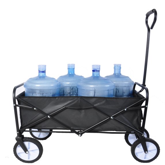 Folding Wagon Cart, Portable Large Capacity Beach Wagon, Heavy Duty Utility Collapsible Wagon with All-Terrain Wheels, Outdoor Garden Cart Foldable Wagon for Sports, Shopping, Camping